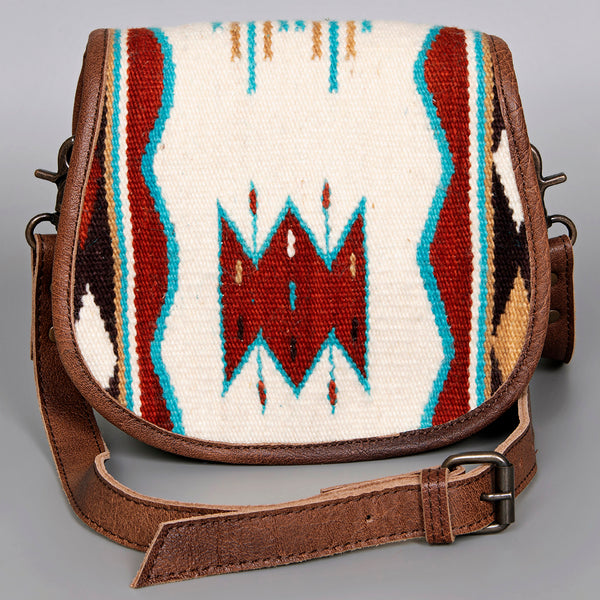 ADBG1015 American Darling Handwoven Saddle Blanket Leather Crossbody Bag Western Flap Purse