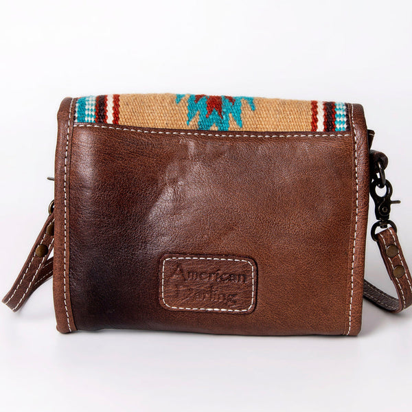 ADBG1016 American Darling Handwoven Saddle Blanket Leather Small Crossbody Bag Western Flap Purse