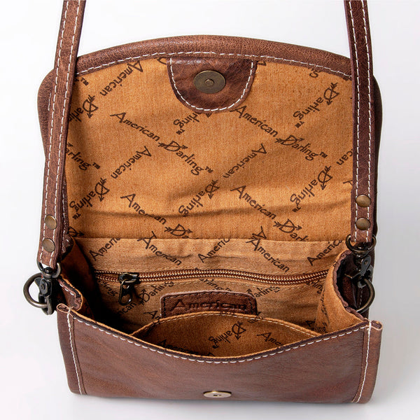 ADBG1016 American Darling Handwoven Saddle Blanket Leather Small Crossbody Bag Western Flap Purse