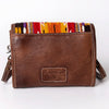 ADBG1016 American Darling Handwoven Saddle Blanket Leather Small Crossbody Bag Western Flap Purse