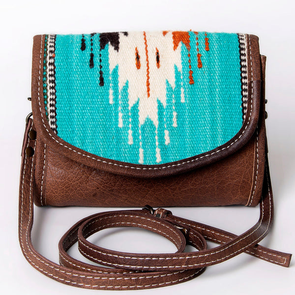 ADBG1016 American Darling Handwoven Saddle Blanket Leather Small Crossbody Bag Western Flap Purse