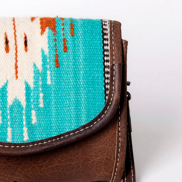 ADBG1016 American Darling Handwoven Saddle Blanket Leather Small Crossbody Bag Western Flap Purse