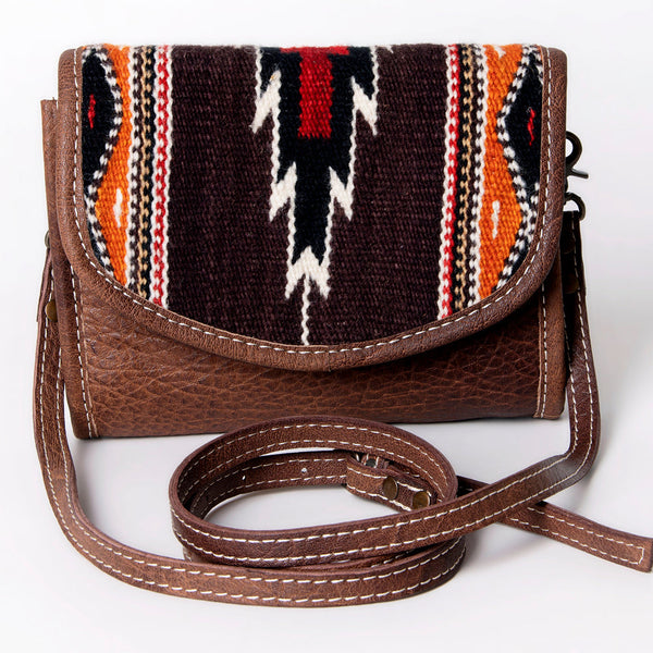 ADBG1016 American Darling Handwoven Saddle Blanket Leather Small Crossbody Bag Western Flap Purse