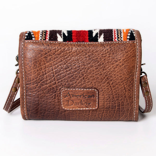 ADBG1016 American Darling Handwoven Saddle Blanket Leather Small Crossbody Bag Western Flap Purse