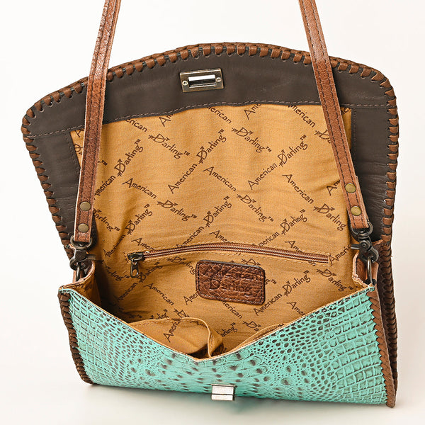 ADBG1023 American Darling Western Crocodile-Embossed Leather Handbag Coin Purse Hand bag