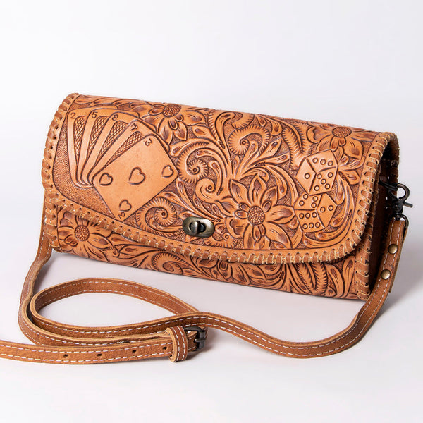 ADBG1024 American Darling Hand-Tooled Floral Leather Western Crossbody Bag