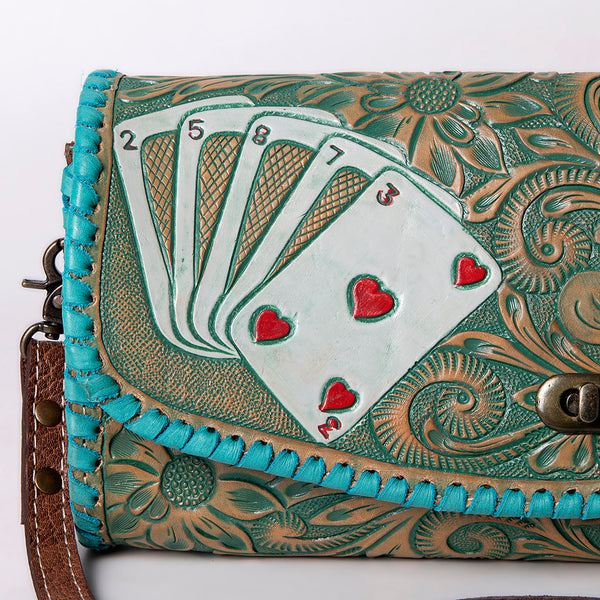 ADBG1024 American Darling Hand-Tooled Floral Leather Western Crossbody Bag
