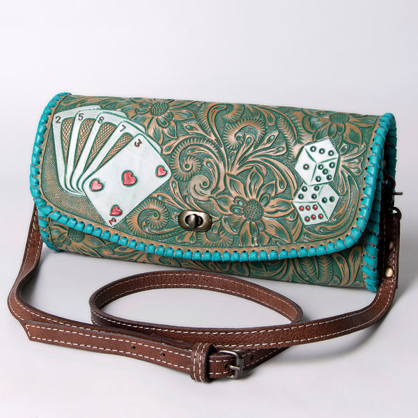 ADBG1024 American Darling Hand-Tooled Floral Leather Western Crossbody Bag
