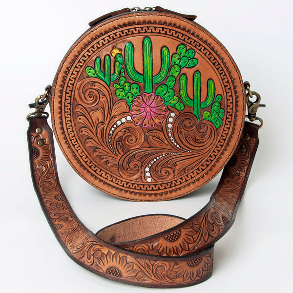 ADBGA301 American Darling Hand Tooled Genuine Leather Floral Carved Canteen Bag