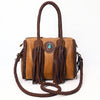 ADBGM270 Western Braided Fringe Duffel with Turquoise Concho - Genuine Leather