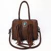 ADBGM270 Western Braided Fringe Duffel with Turquoise Concho - Genuine Leather