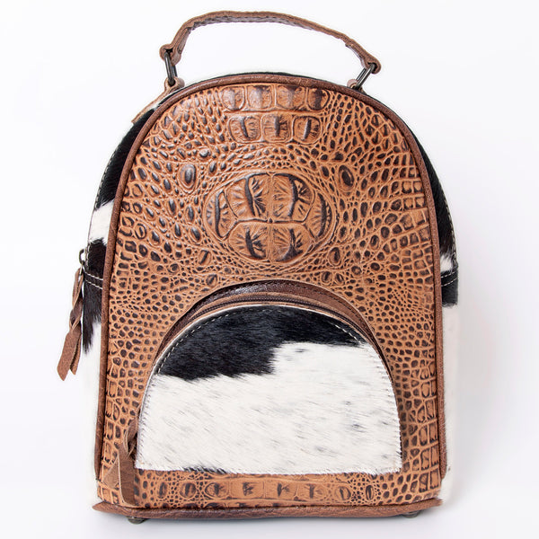 ADBGS156 Turquoise Embossed Croc Cowhide Leather Backpack - Western Cowgirl Style