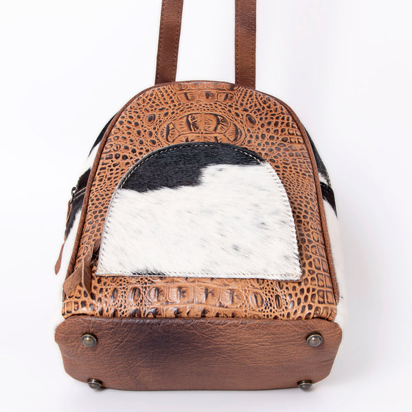 ADBGS156 Turquoise Embossed Croc Cowhide Leather Backpack - Western Cowgirl Style