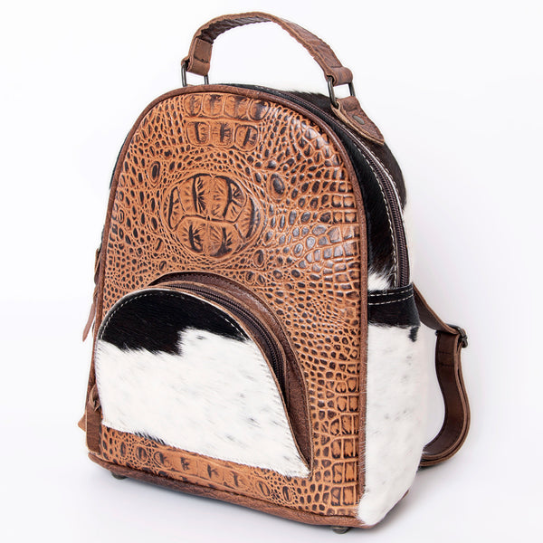 ADBGS156 Turquoise Embossed Croc Cowhide Leather Backpack - Western Cowgirl Style