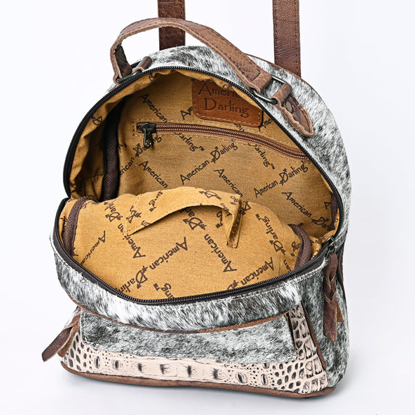 ADBGS156 Turquoise Embossed Croc Cowhide Leather Backpack - Western Cowgirl Style