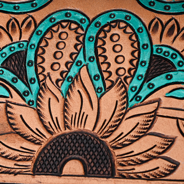 ADBGA321 American Darling Cowhide & Tooled Leather Western Jewelry Case With Lock