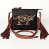 ADBG109 American Darling Hair-on Cowhide Western Leather Small Crossbody Bag with Fringe