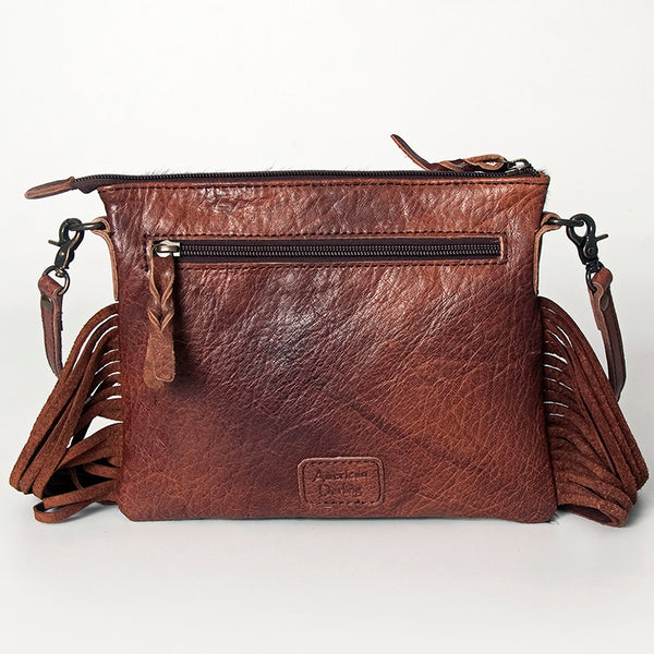 ADBG109 American Darling Hair-on Cowhide Western Leather Small Crossbody Bag with Fringe