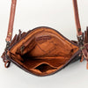 ADBG109 American Darling Hair-on Cowhide Western Leather Small Crossbody Bag with Fringe