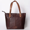 LC-ADBGZ694 Genuine Cowhide Leather Tote Bag with Hand-Tooled Floral Patch - Western Shoulder Bag