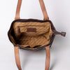 LC-ADBGZ694 Genuine Cowhide Leather Tote Bag with Hand-Tooled Floral Patch - Western Shoulder Bag