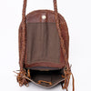 ADBGM262 Hair-On Cowhide Fringe Messenger Bag - Turquoise Concho & Braided Leather