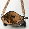 LC-ADBGZ684 Western Crossbody Bag - Hand-Tooled Leather with Black & White Aztec Wool and Fringe