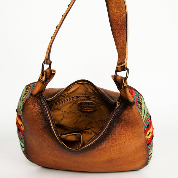 ADBG1031 American Darling Handwoven Saddle Blanket Hobo Bag Western Leather Shoulder Bag