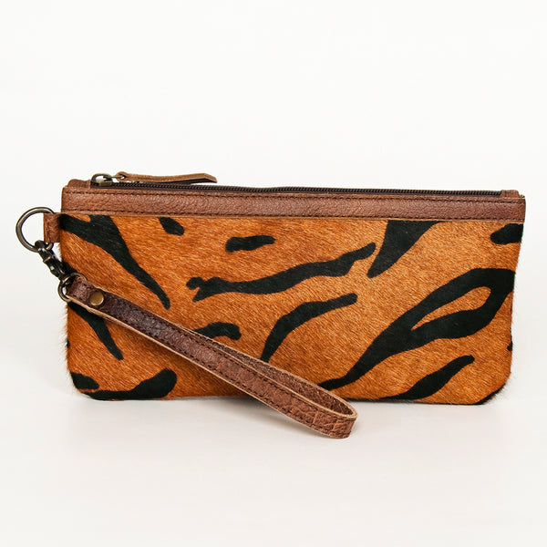 ADBG344 American Darling Western Leather Wristlet Bag with Printed Hair-On Cowhide