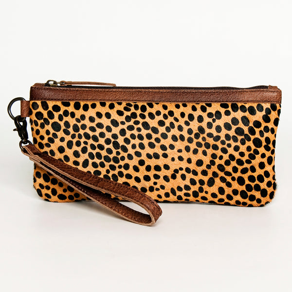 ADBG344 American Darling Western Leather Wristlet Bag with Printed Hair-On Cowhide