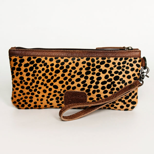 ADBG344 American Darling Western Leather Wristlet Bag with Printed Hair-On Cowhide