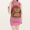 ADBGS156 Printed Cowhide Leather Backpack with Tooled Floral Pocket - Western Wild Style