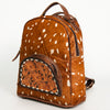 ADBGS156 Printed Cowhide Leather Backpack with Tooled Floral Pocket - Western Wild Style