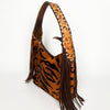 ADBG803 American Darling Western Leather Hobo Bag - Hand Tooled Cowhide & Fringe Purse