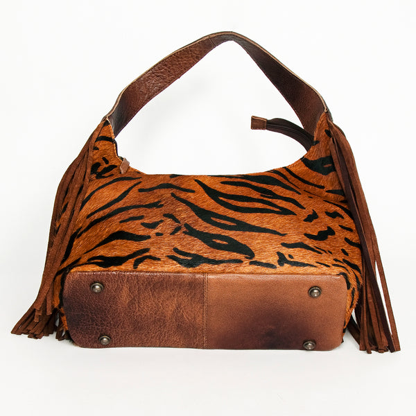ADBG803 American Darling Western Leather Hobo Bag - Hand Tooled Cowhide & Fringe Purse