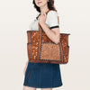 ADBG953 American Darling Western Leather Tote Bag Hair-On Cowhide Hand Tooled Floral