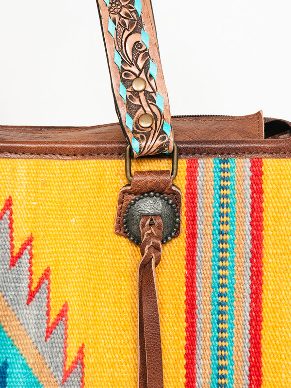 ADBG1033 American Darling Handwoven Saddle Blanket Tote Bag Western Genuine Leather Purse