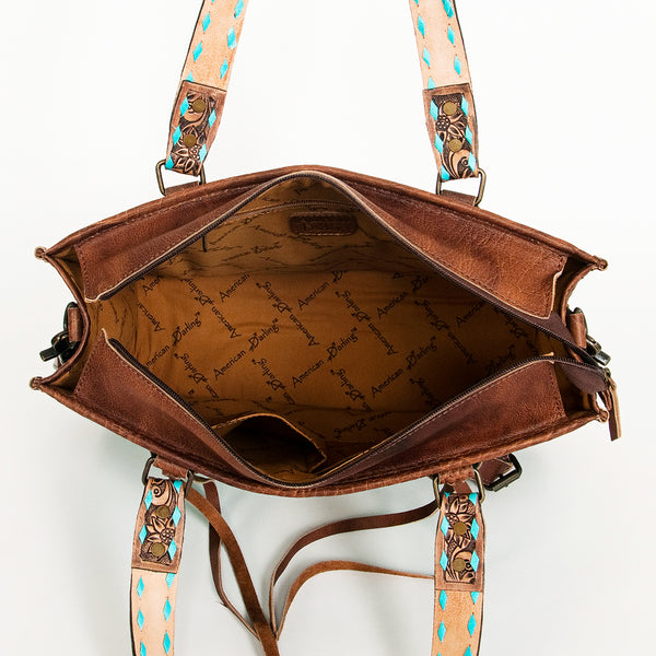 ADBG1033 American Darling Handwoven Saddle Blanket Tote Bag Western Genuine Leather Purse