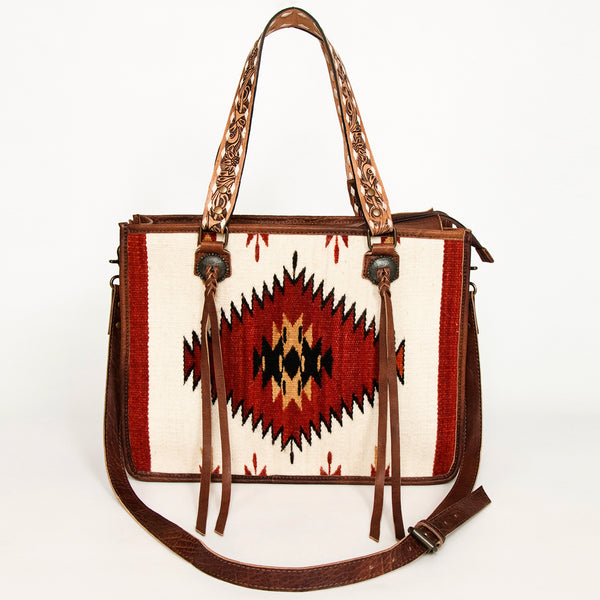 ADBG1033 American Darling Handwoven Saddle Blanket Tote Bag Western Genuine Leather Purse