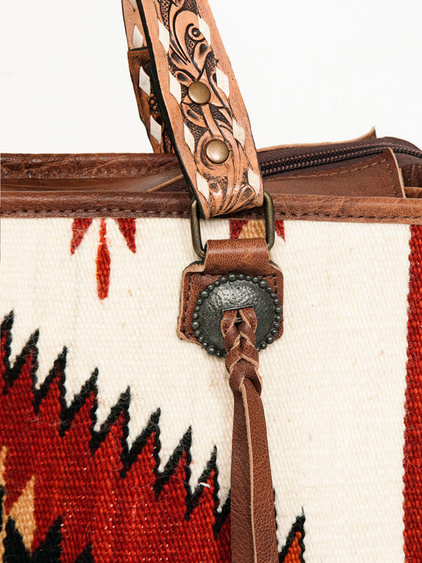 ADBG1033 American Darling Handwoven Saddle Blanket Tote Bag Western Genuine Leather Purse