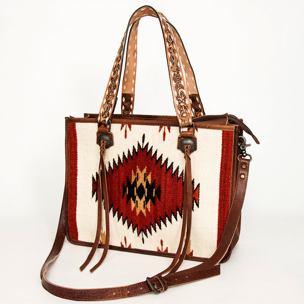 ADBG1033 American Darling Handwoven Saddle Blanket Tote Bag Western Genuine Leather Purse