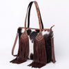 ADBG1045 American Darling Hair-on Cowhide Leather Tote Bag Fringes Western Style Genuine Leather Handbag