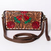 ADBGM169 Hand-Tooled Western Leather Crossbody Purse with Floral Design