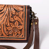 ADBGM169 Hand-Tooled Leather Organiser Purse - Western Floral Scroll