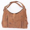 ADBGI218 Tooled Leather Hobo Bag with Turquoise Concho & Studded Trim