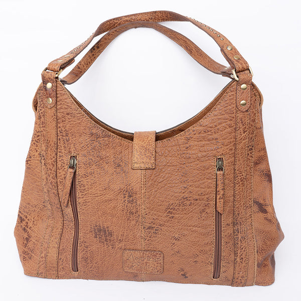 ADBGI218 Tooled Leather Hobo Bag with Turquoise Concho & Studded Trim
