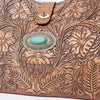 ADBGI218 Tooled Leather Hobo Bag with Turquoise Concho & Studded Trim