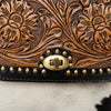 ADBGI220 Round Tooled Leather & Hair-On Crossbody Bag - Floral Flap Western Purse