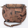 ADBGI220 Round Tooled Leather & Hair-On Crossbody Bag - Floral Flap Western Purse