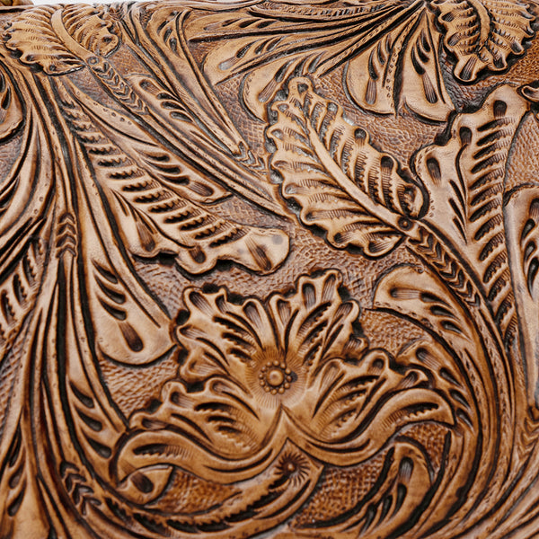 LC-ADBGI223A Tooled Leather & Hair-On Satchel Bag - Western Crossbody with Flap Closure